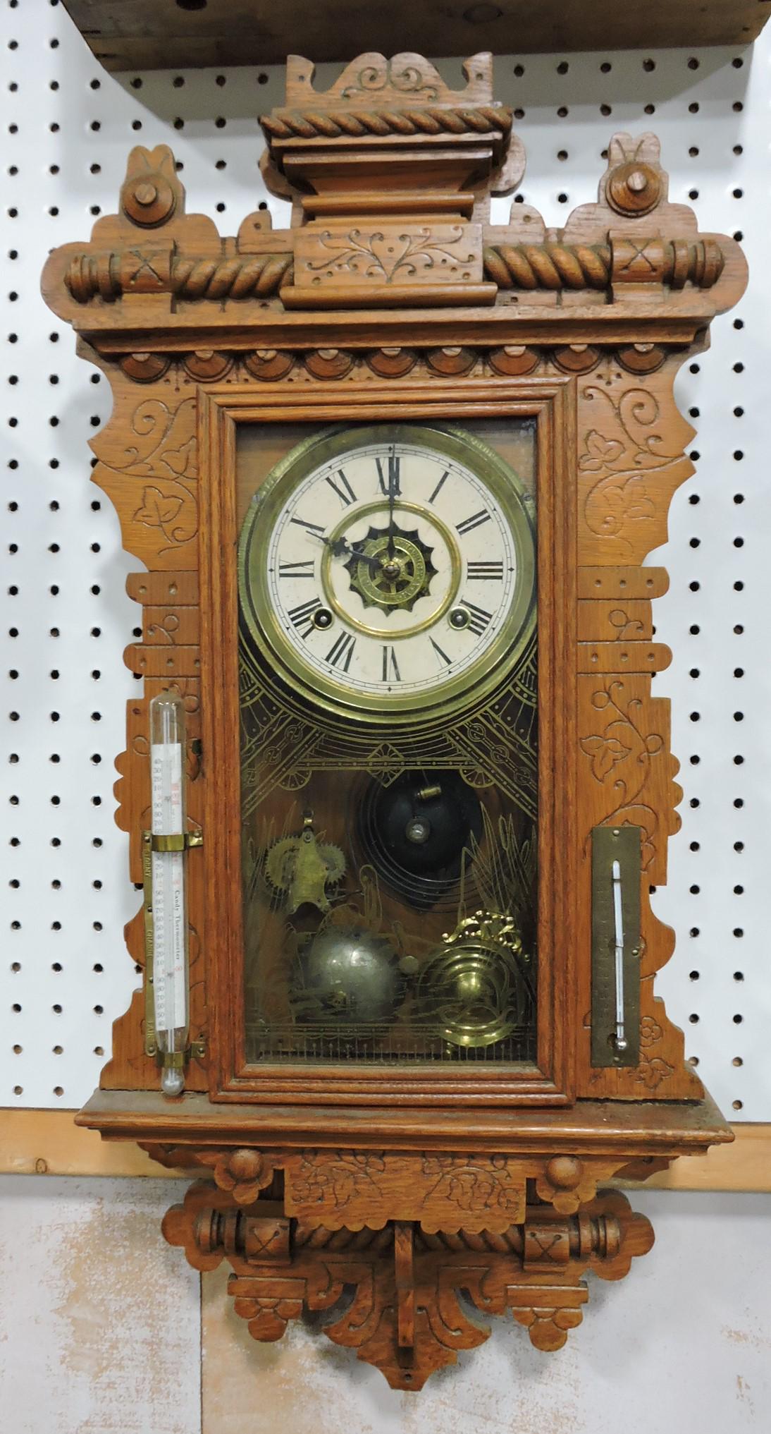 Oak Waterbury wall clock, replaced (1 of 1)