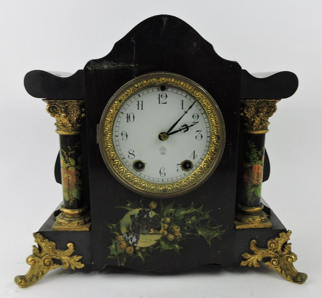 Seth Thomas black mantle clock, (1 of 1)