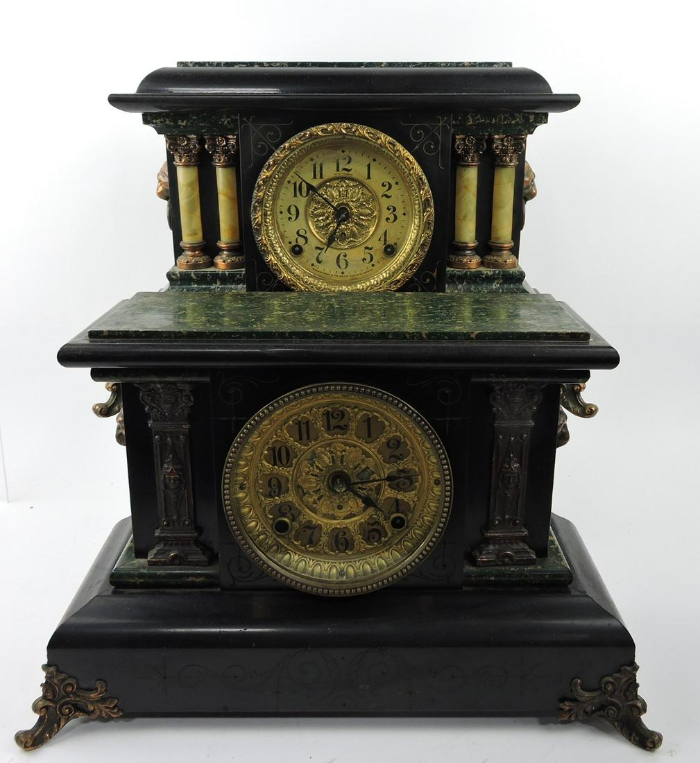 Seth Thomas lot of 2 black mantle clocks (1 of 1)