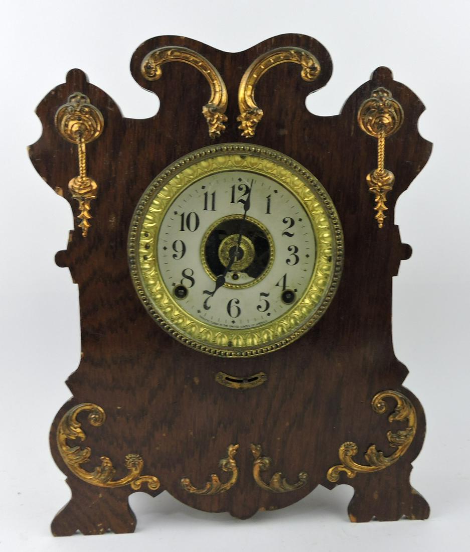 Seth Thomas oak shelf clock, 14 1/2", (1 of 1)