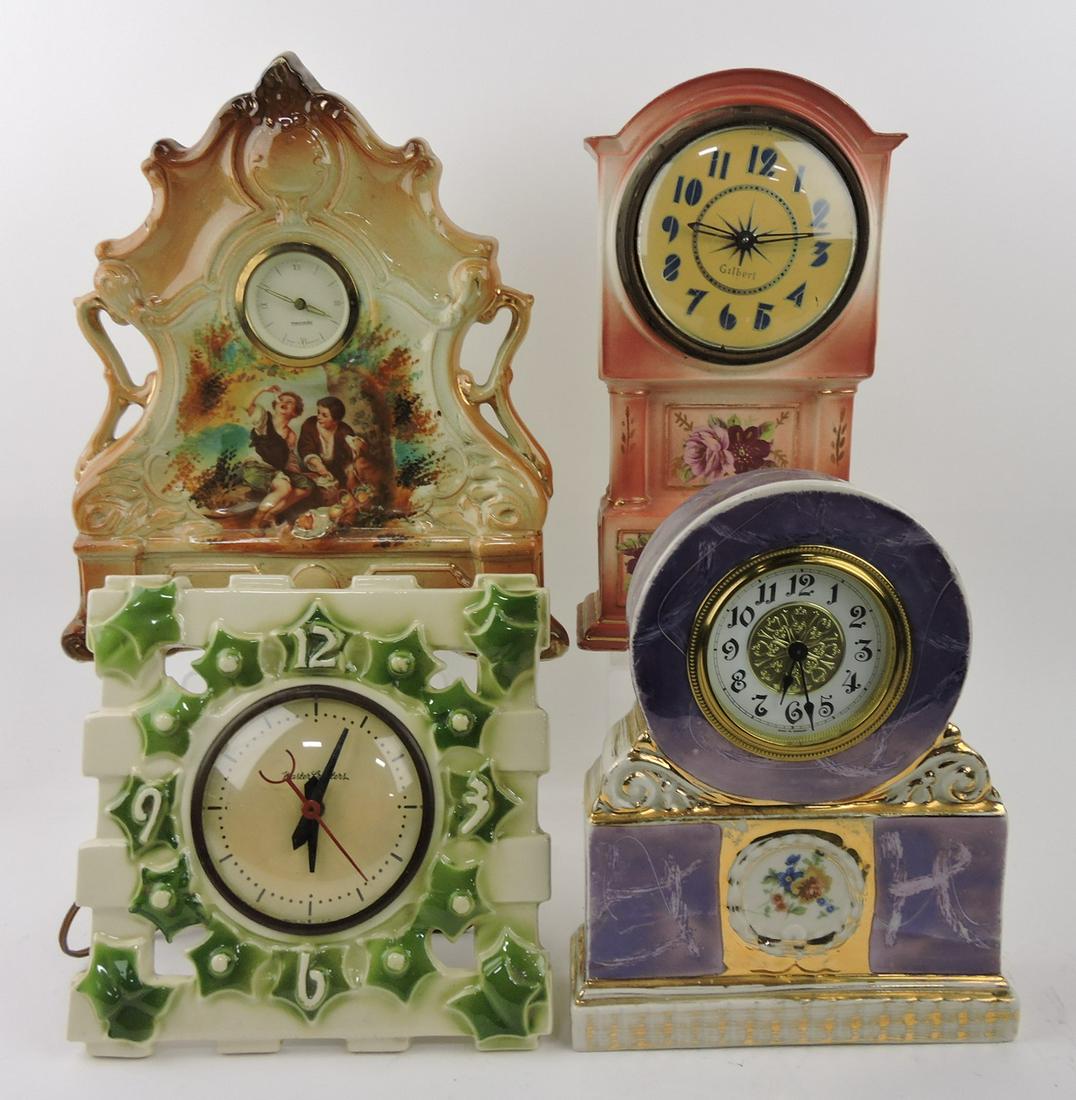 Lot of 4 china clocks - 3 wind up, (1 of 1)