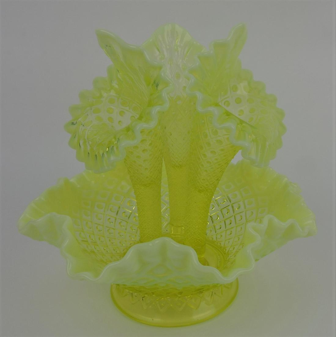 Fenton topaz vaseline opalescent epergne, (1 of 1)