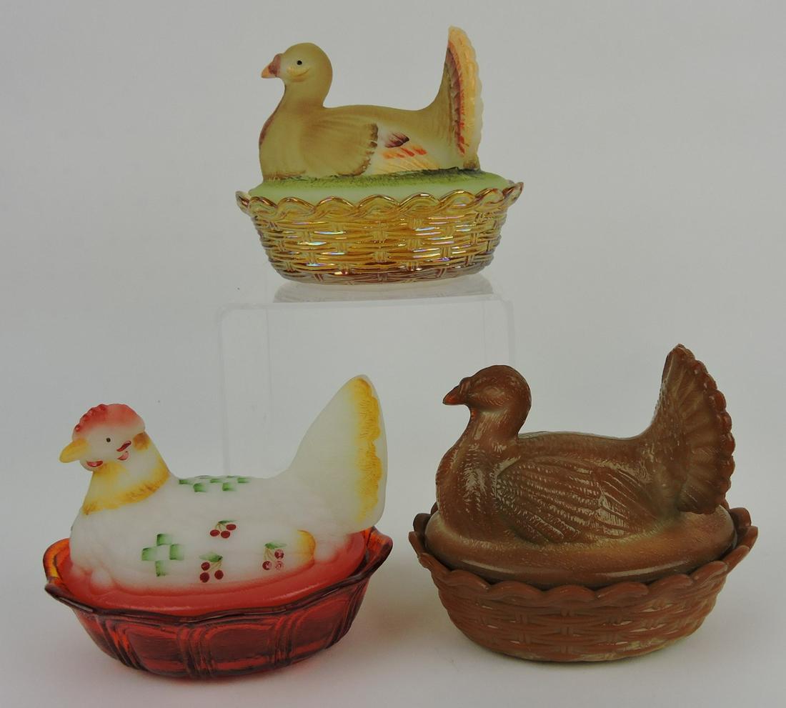 Fenton lot of 3 covered dishes - 2 turkey, (1 of 1)