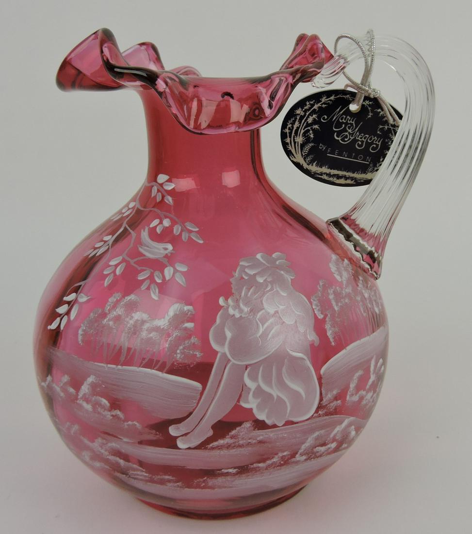 Fenton cranberry Mary Gregory pitcher (1 of 1)