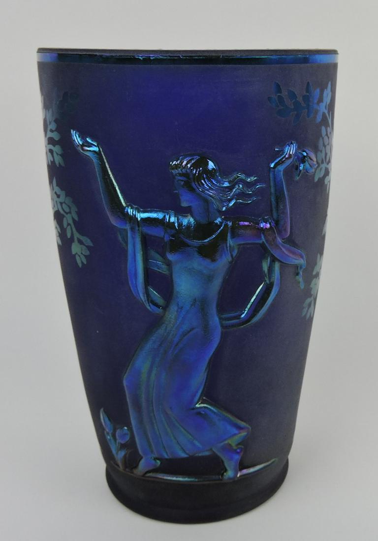 Fenton blue favrene with lady on each side, (1 of 2)