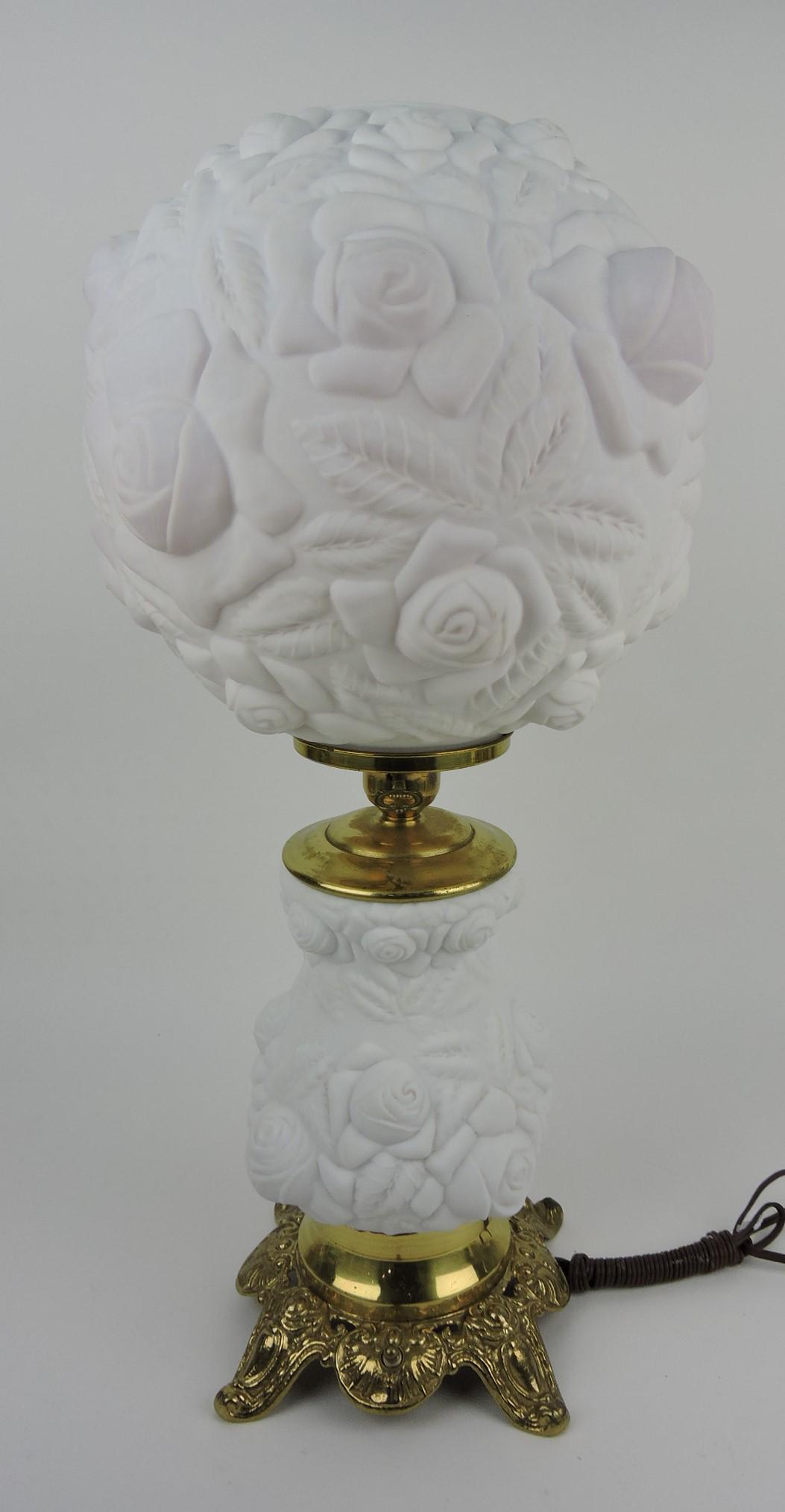 Fenton GWTW lamp, rose motif, cased (1 of 1)