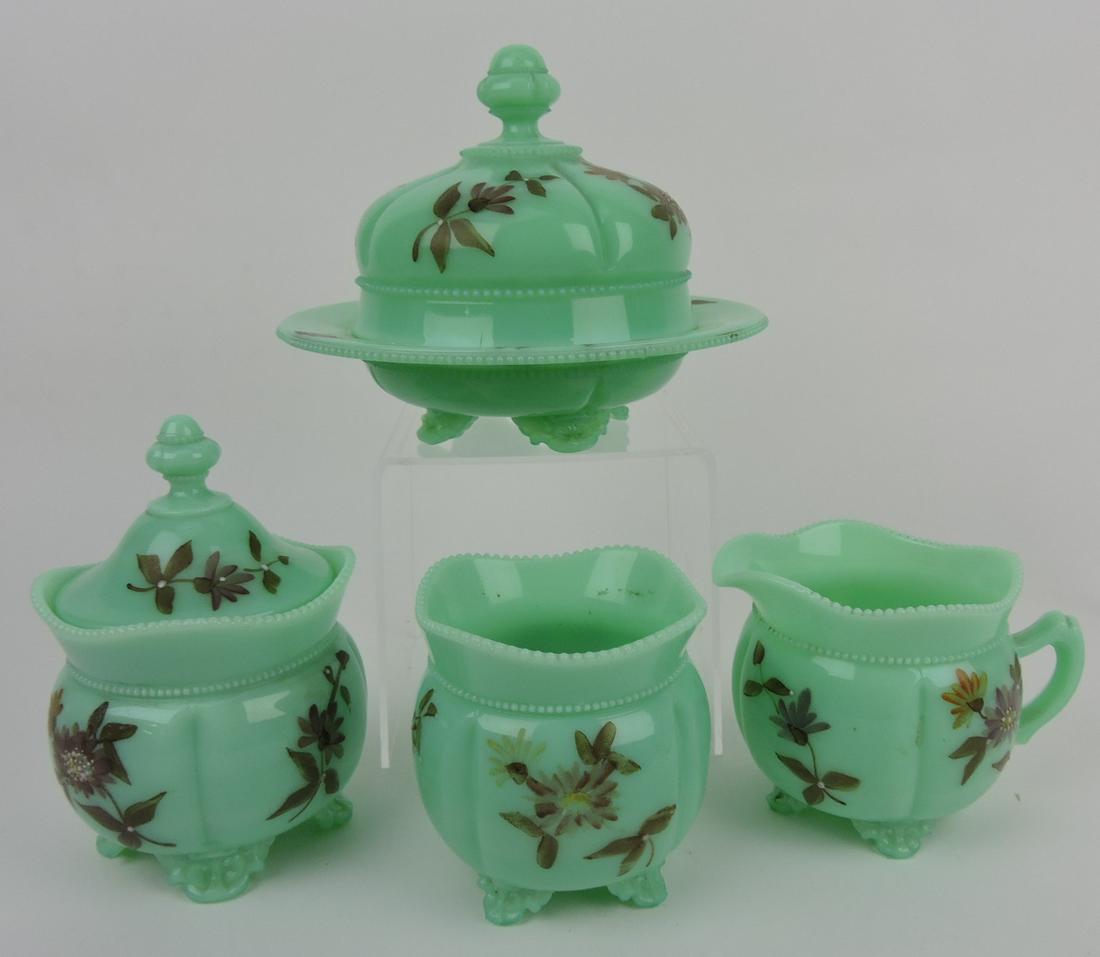 EAPG green opaque 4 pc table set (1 of 1)