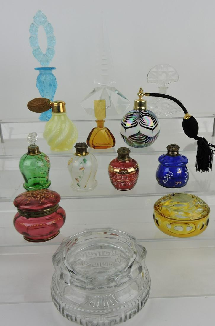 Lot of 13 perfume bottles and dresser jars (1 of 1)