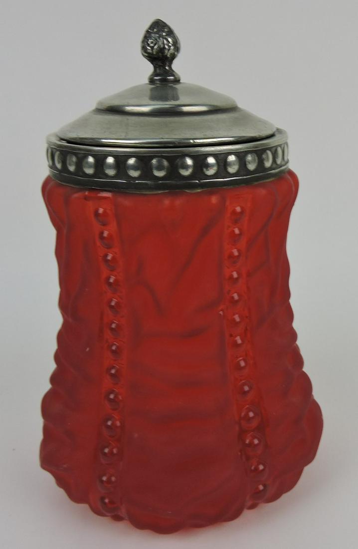 Red satin beaded drapery covered (1 of 1)