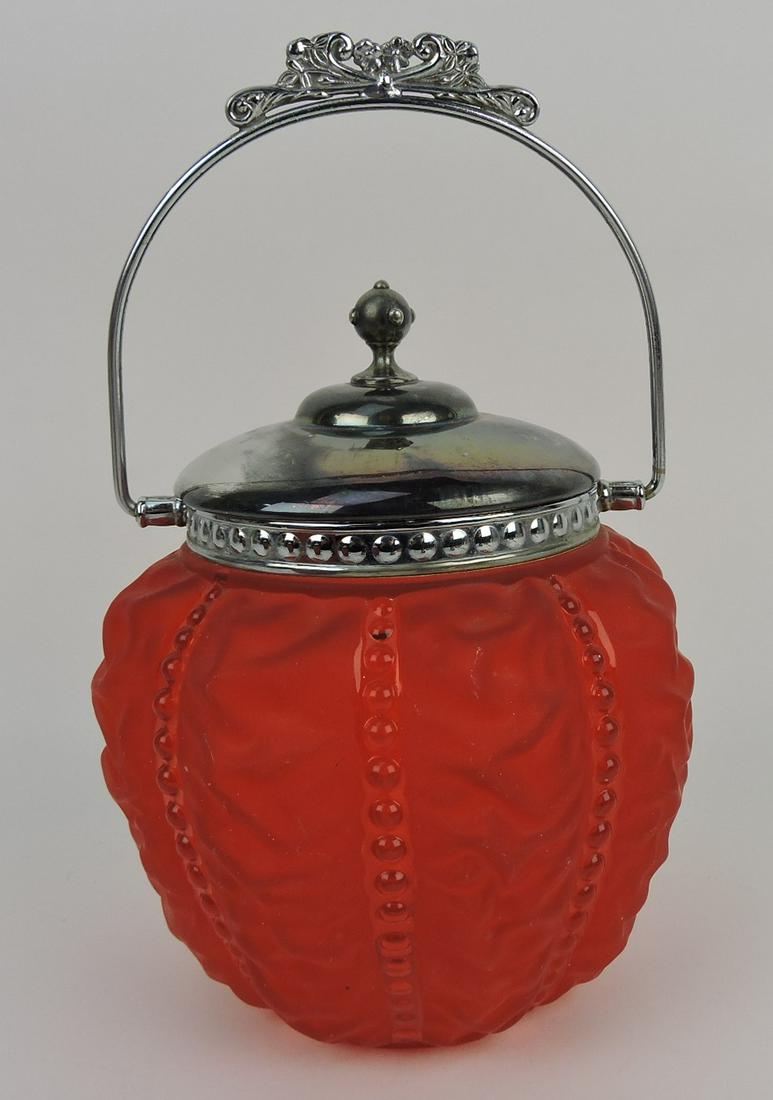 Red satin beaded drapery biscuit (1 of 1)