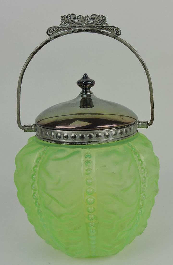 Green satin beaded drapery biscuit (1 of 1)