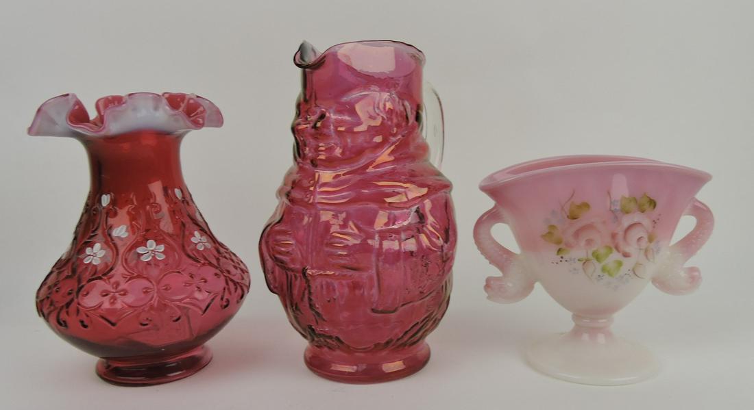 Fenton cranberry floral vase, Fenton (1 of 1)