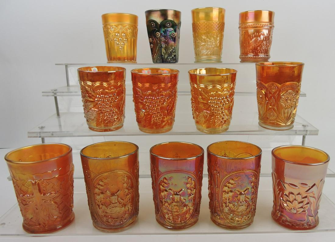 Carnival glass lot of 13 assorted tumblers (1 of 1)