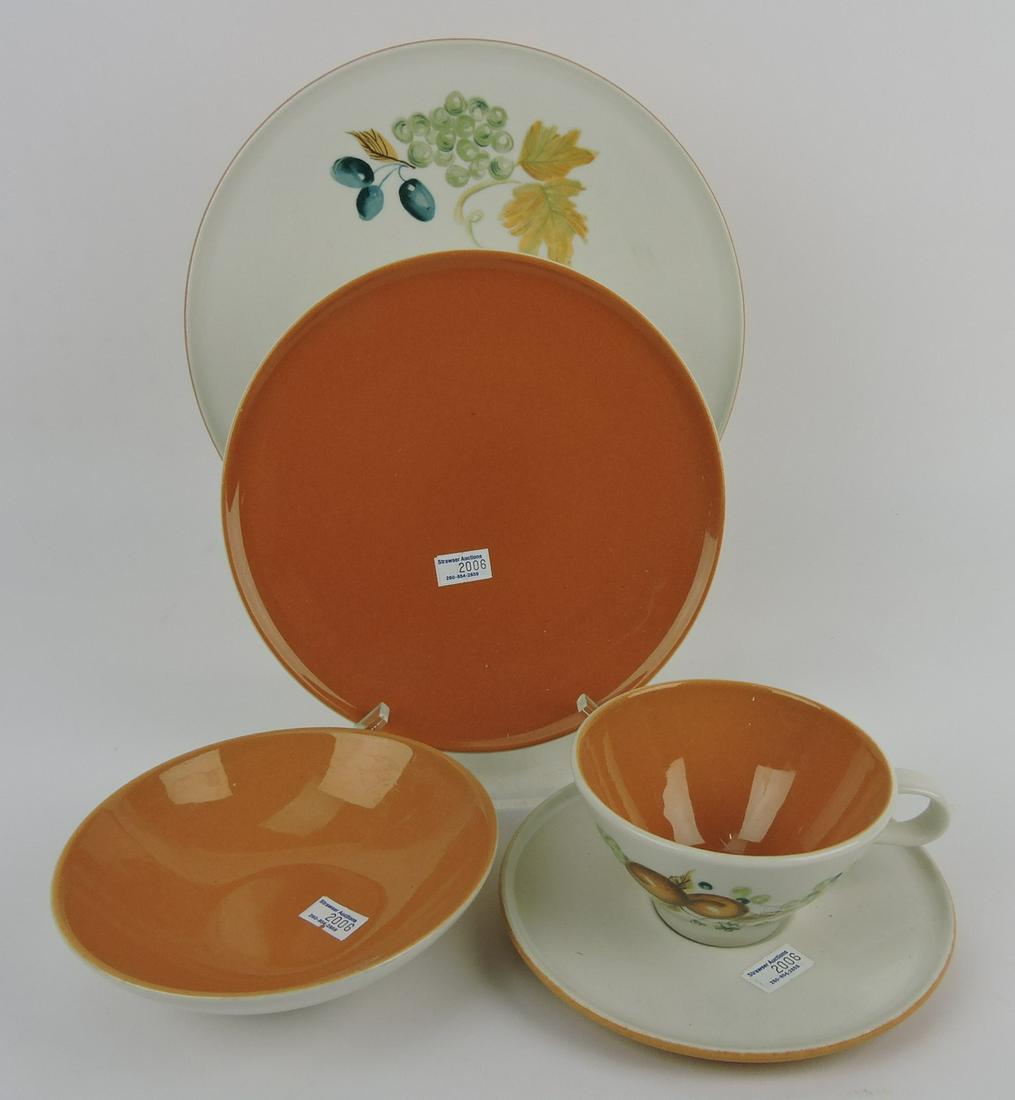 MCM Iroquois Informal set of stoneware,: 7 - 10 1/4", 7 - 8" plates, 7 fruit bowls, 8 cups, 7 saucers, coffee pot, cream, sugar, salt & pepper, sauce bowl, 2 serving bowls, two part serving bowl, butter dish, 15 1/2" platter; 47 pcs