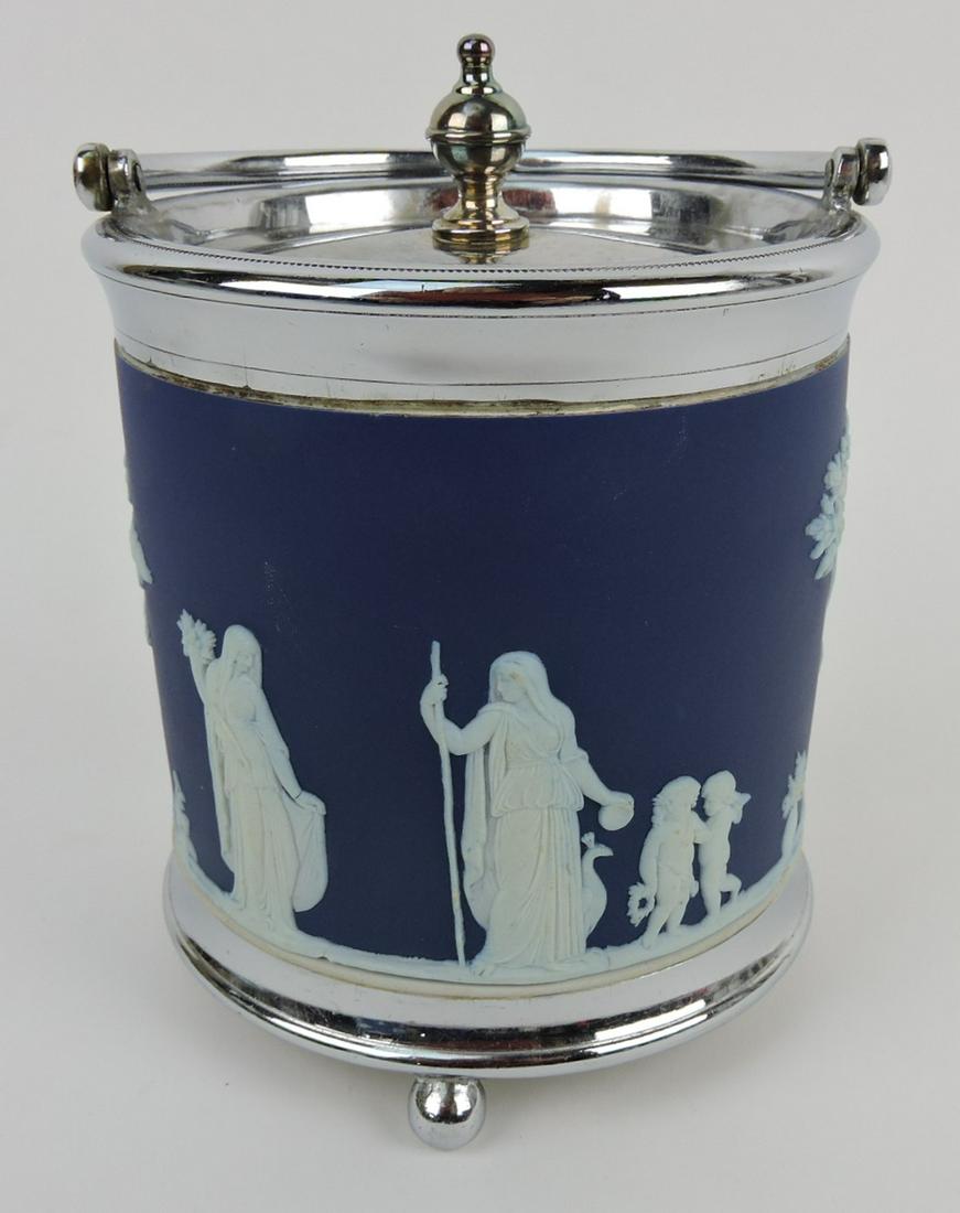Wedgwood blue jasperware biscuit jar (1 of 1)