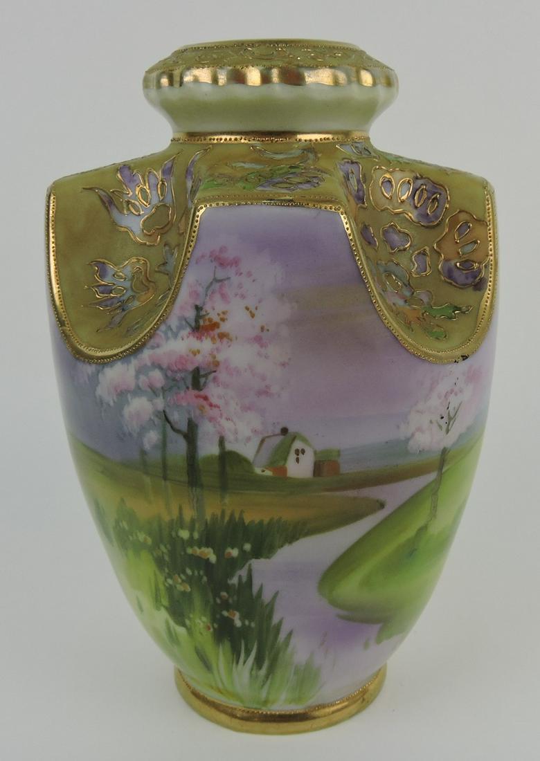 Nippon scenic vase with heavy gold, 9" (1 of 1)