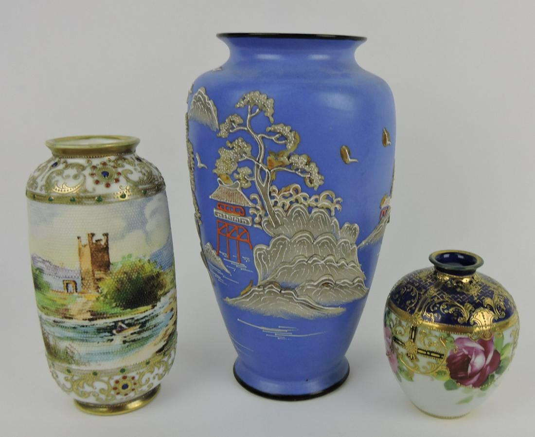 Nippon & Nippon style lot of 3 vases, (1 of 1)