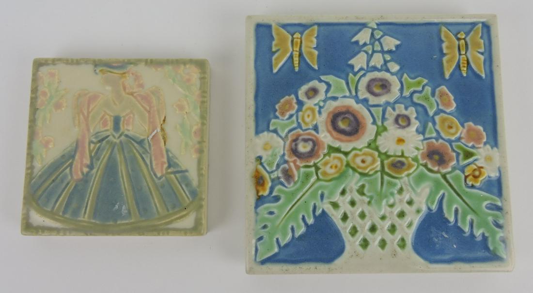 Rookwood 4" tile with lady and 6" (1 of 1)