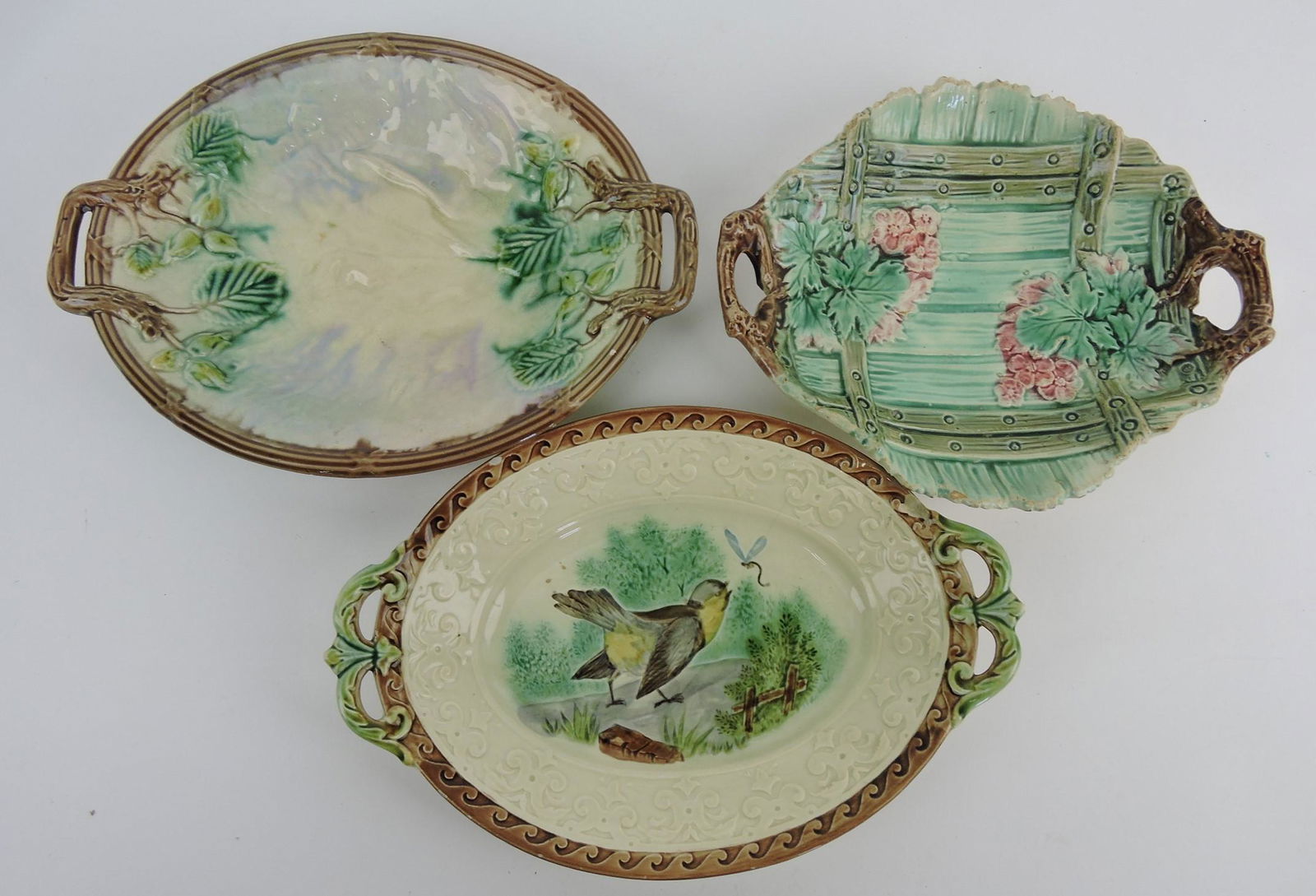 Majolica lot of 3 platters, various condition (1 of 1)