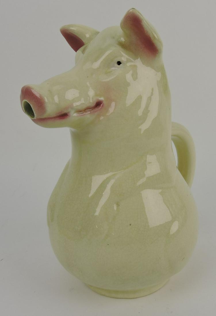 Sarreguemines majolica figural pig: pitcher, 9 1/2", #3318