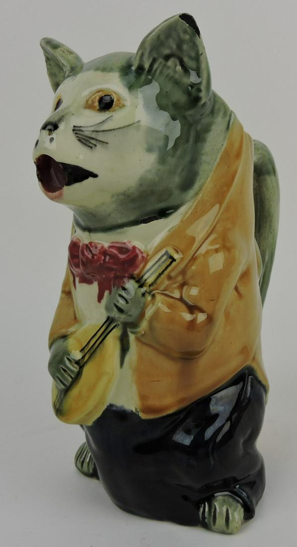 French majolica figural cat with (1 of 1)