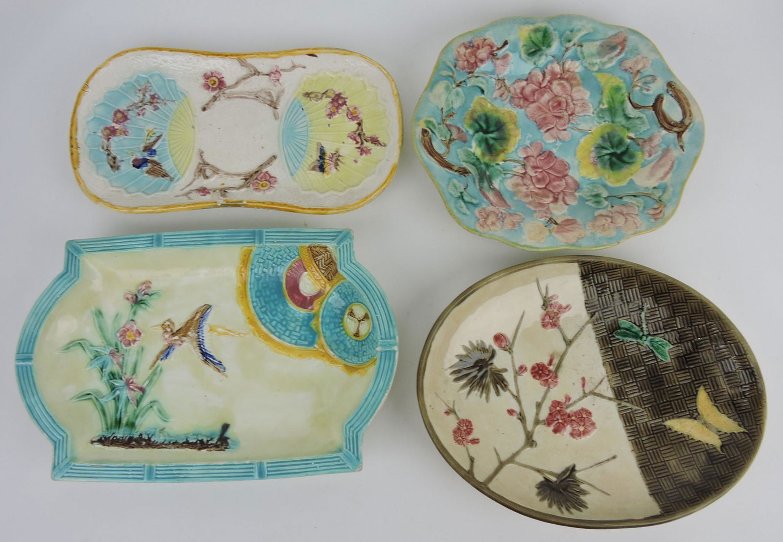 Majolica lot of 4 platters, various (1 of 1)