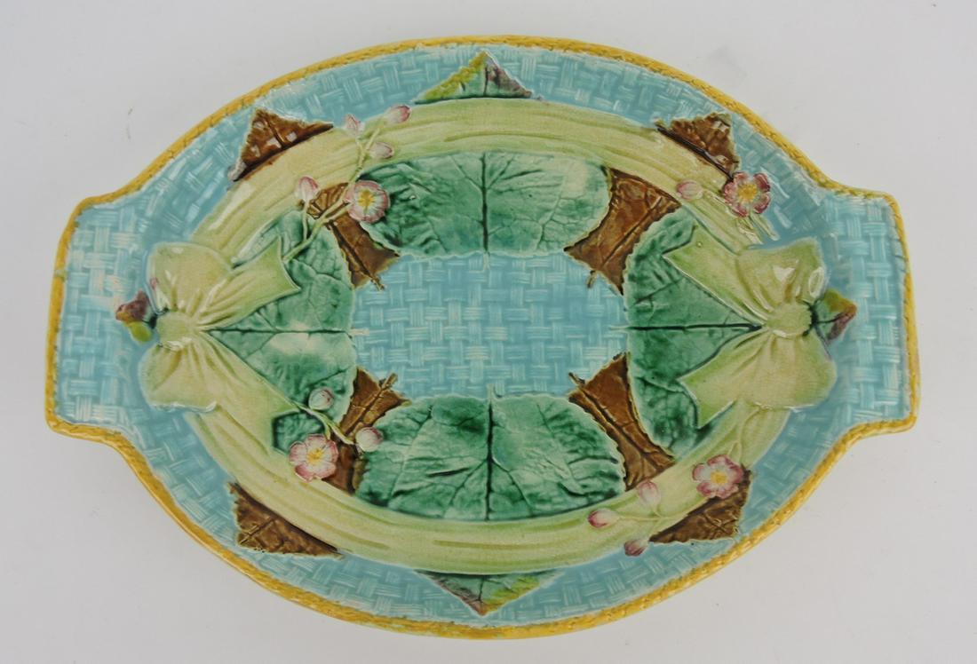 Fielding majolica ribbon and bow platter,: 13"