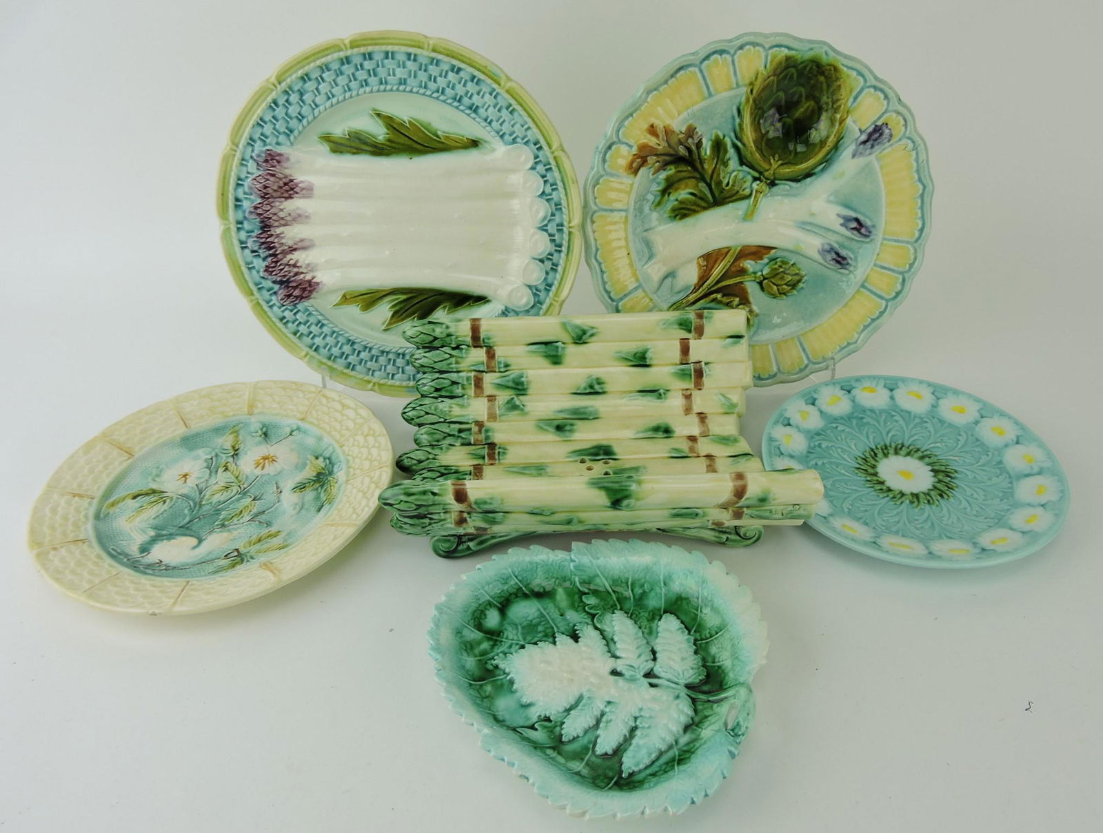 Majolica lot of 6 pieces - 2 asparagus (1 of 1)