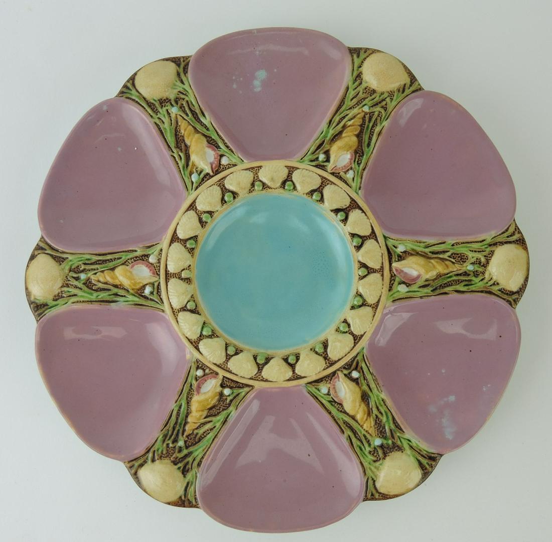 Minton majolica pink 6 well oyster: plate, 9"
