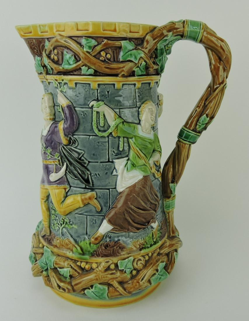 Minton majolica tower pitcher, 9 1/2", (1 of 2)