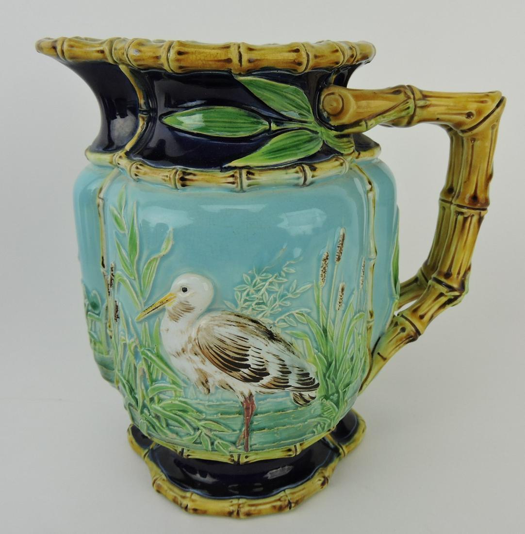George Jones majolica pitcher with (1 of 2)