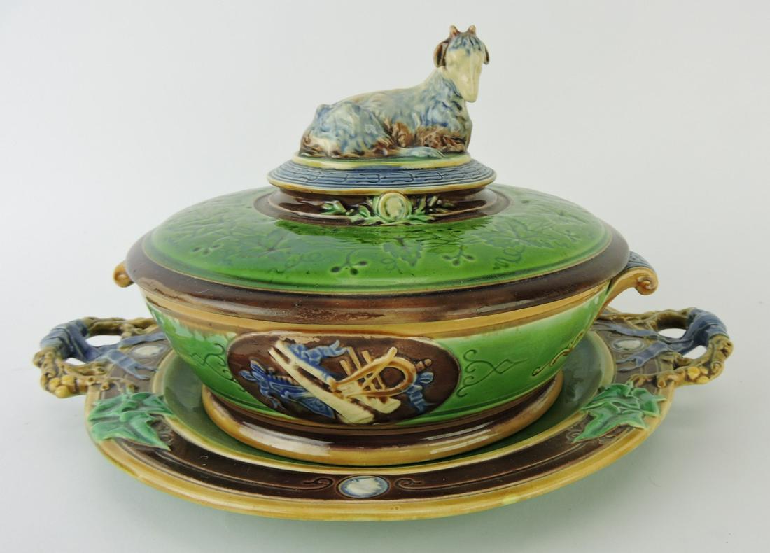 Minton majolica rare goat butter dish, (1 of 3)