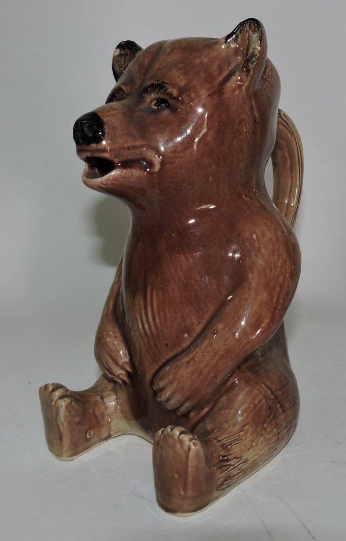 Majolica figural  bear pitcher, 9", (1 of 1)