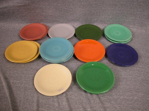 Fiesta 6" plate group - 2 rose gray, forest green,