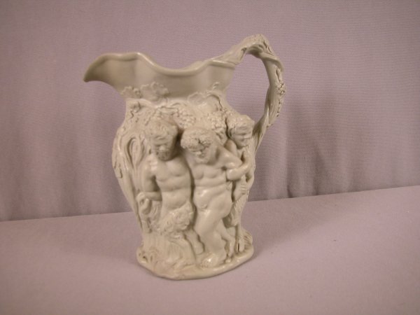 Minton parian pitcher, gray, Baccus and Children w: Minton parian pitcher, gray, Baccus and Children with Donkey, 7"