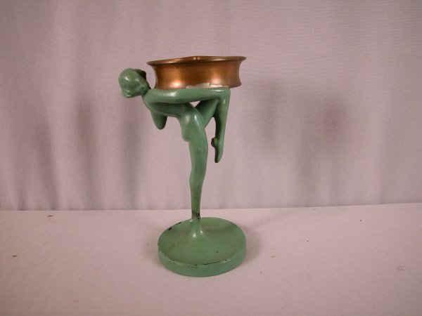 Frankart Art Noveau lady figural ashtray, some pai: Frankart Art Noveau lady figural ashtray, some paint loss