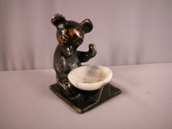 Frankart Honey Bear figural ashtray, some paint lo: Frankart Honey Bear figural ashtray, some paint loss