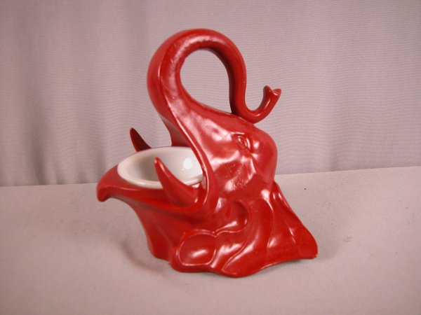 Frankart figural elephant ashtray with red finish: Frankart figural elephant ashtray with red finish