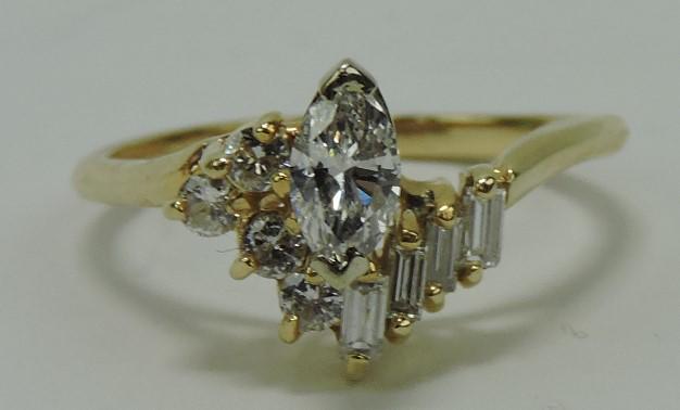 14kt yellow gold diamond cluster ring (1 of 2)