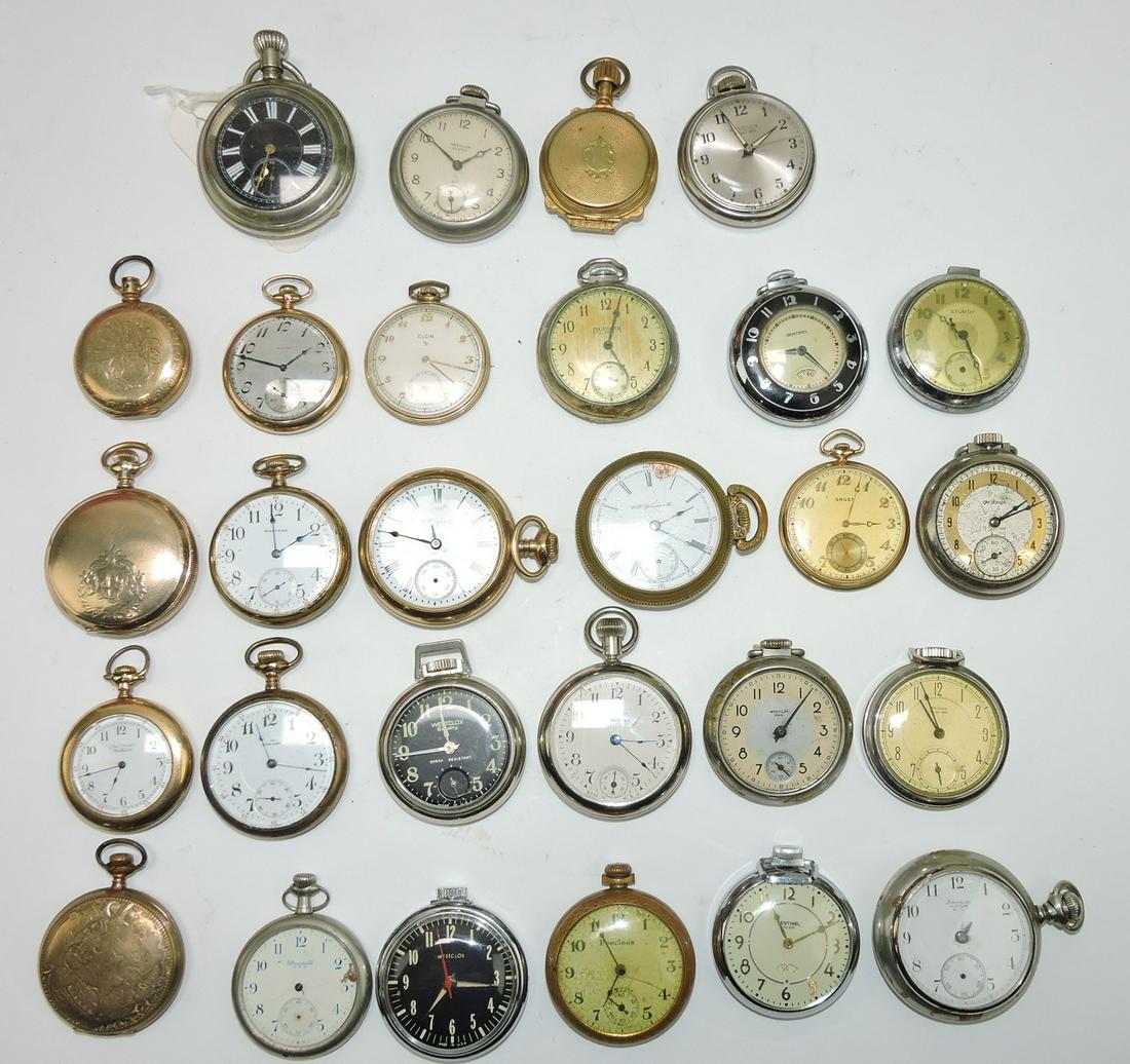 Pocket watch lot of 28: Waltham, Elgin, (1 of 1)