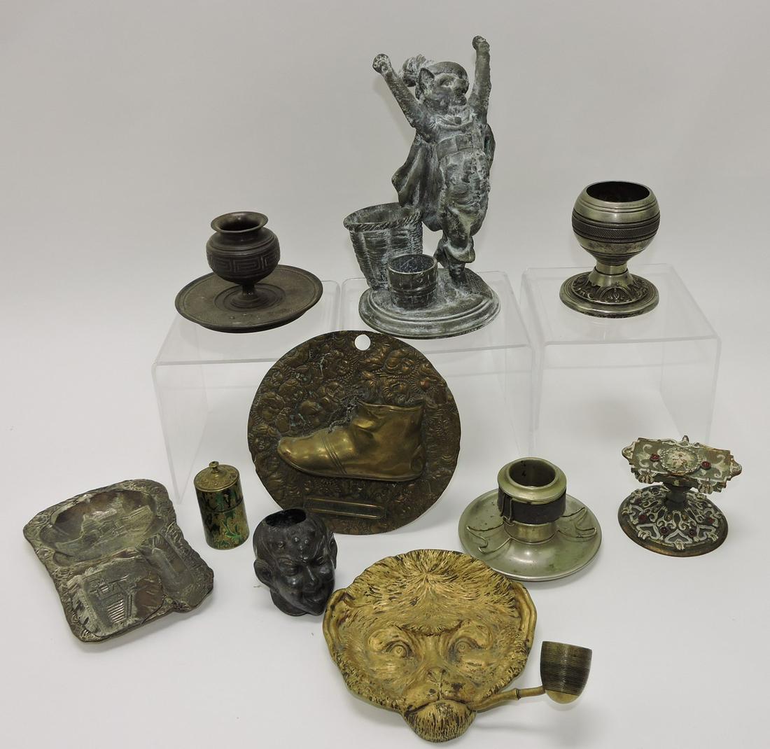 Lot of 10 cast iron and brass match holders (1 of 1)