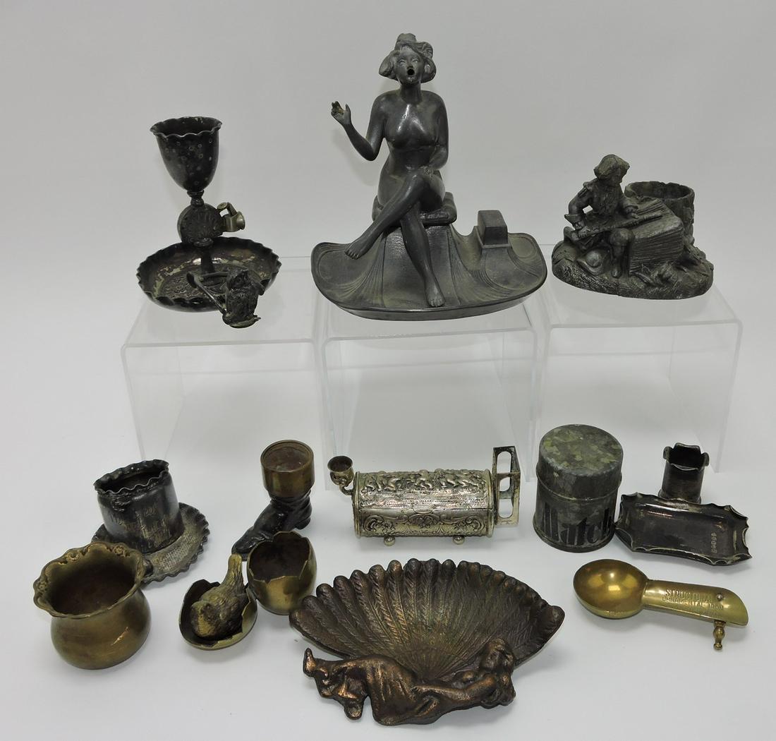 Lot of 12 cast iron and brass match holders (1 of 1)