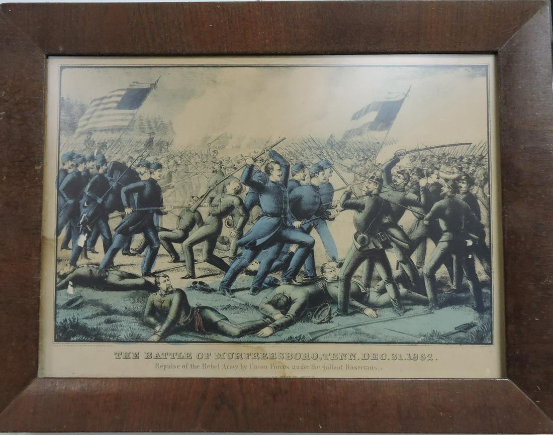 Currier & Ives print "The Battle of: Murfreesboro, Tenn Dec. 31, 1862"