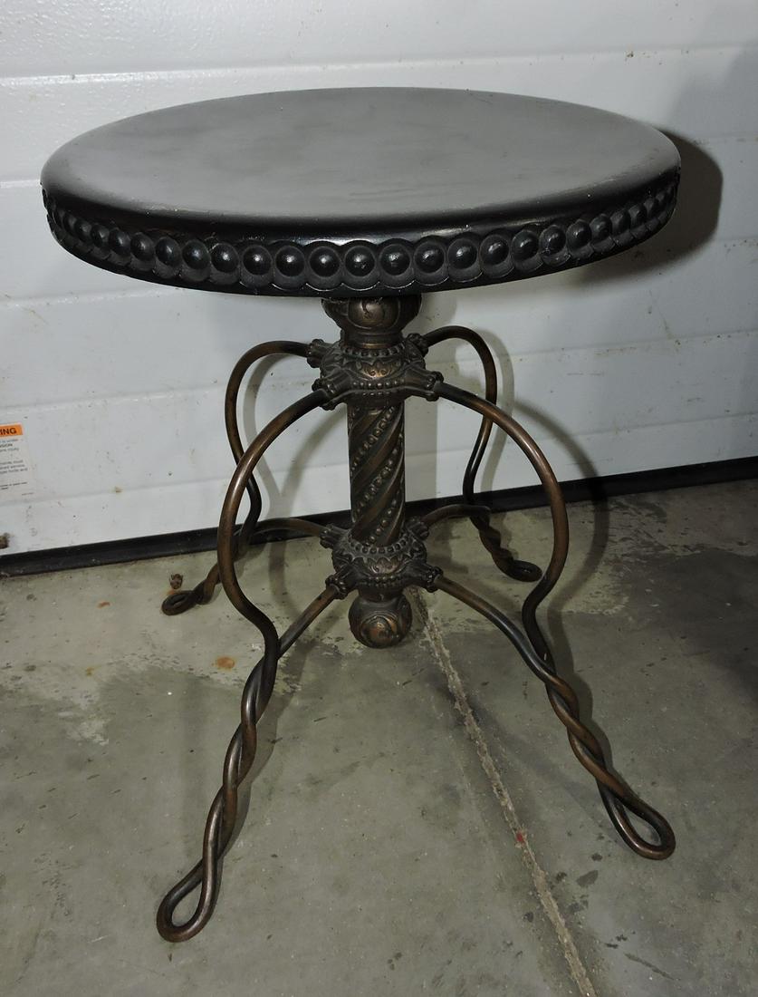 Organ stool with wrought iron base (1 of 1)