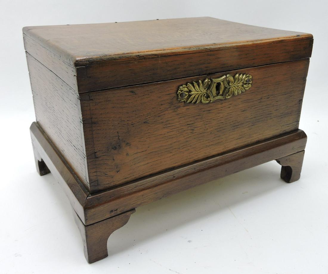 Early oak dovetailed document box on (1 of 1)