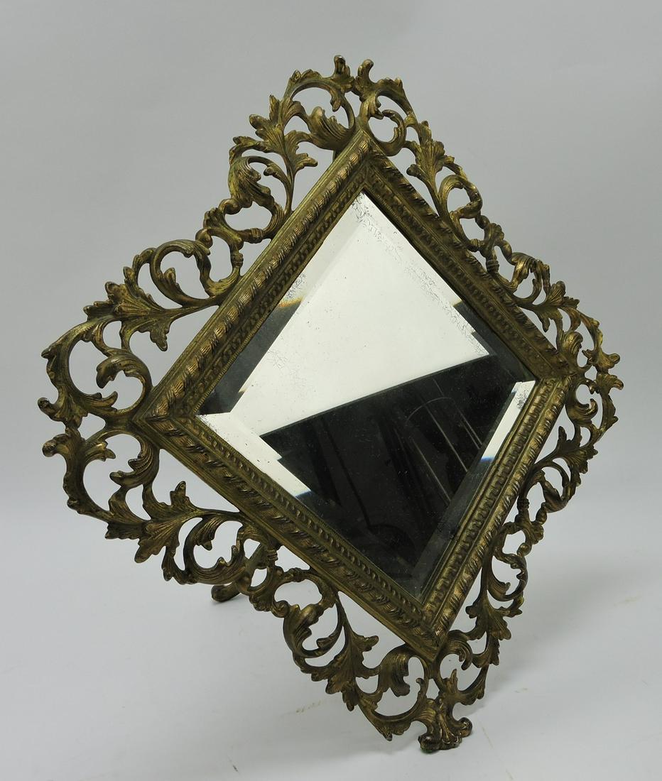Brass easel mirror, 16": .