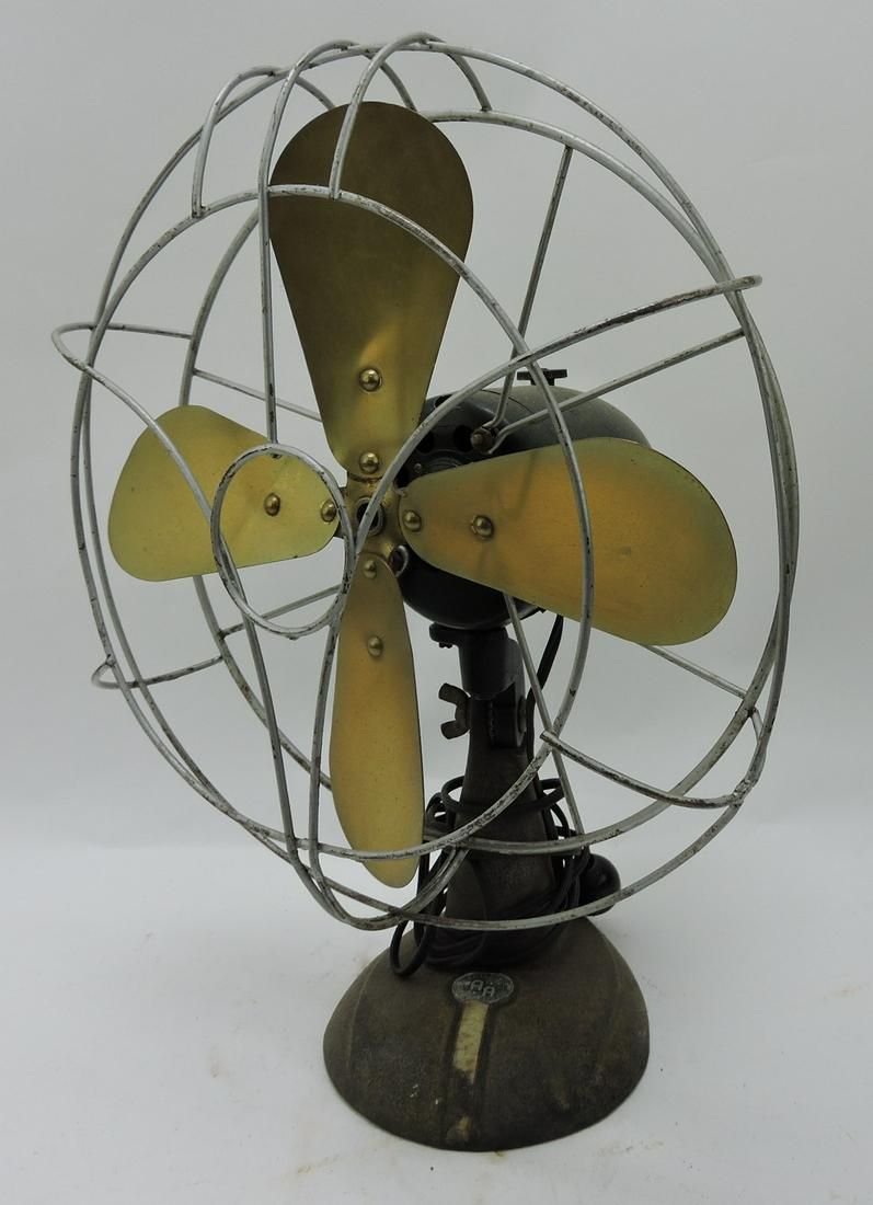 A.S. Smith oscillating fan, 12" brass (1 of 1)