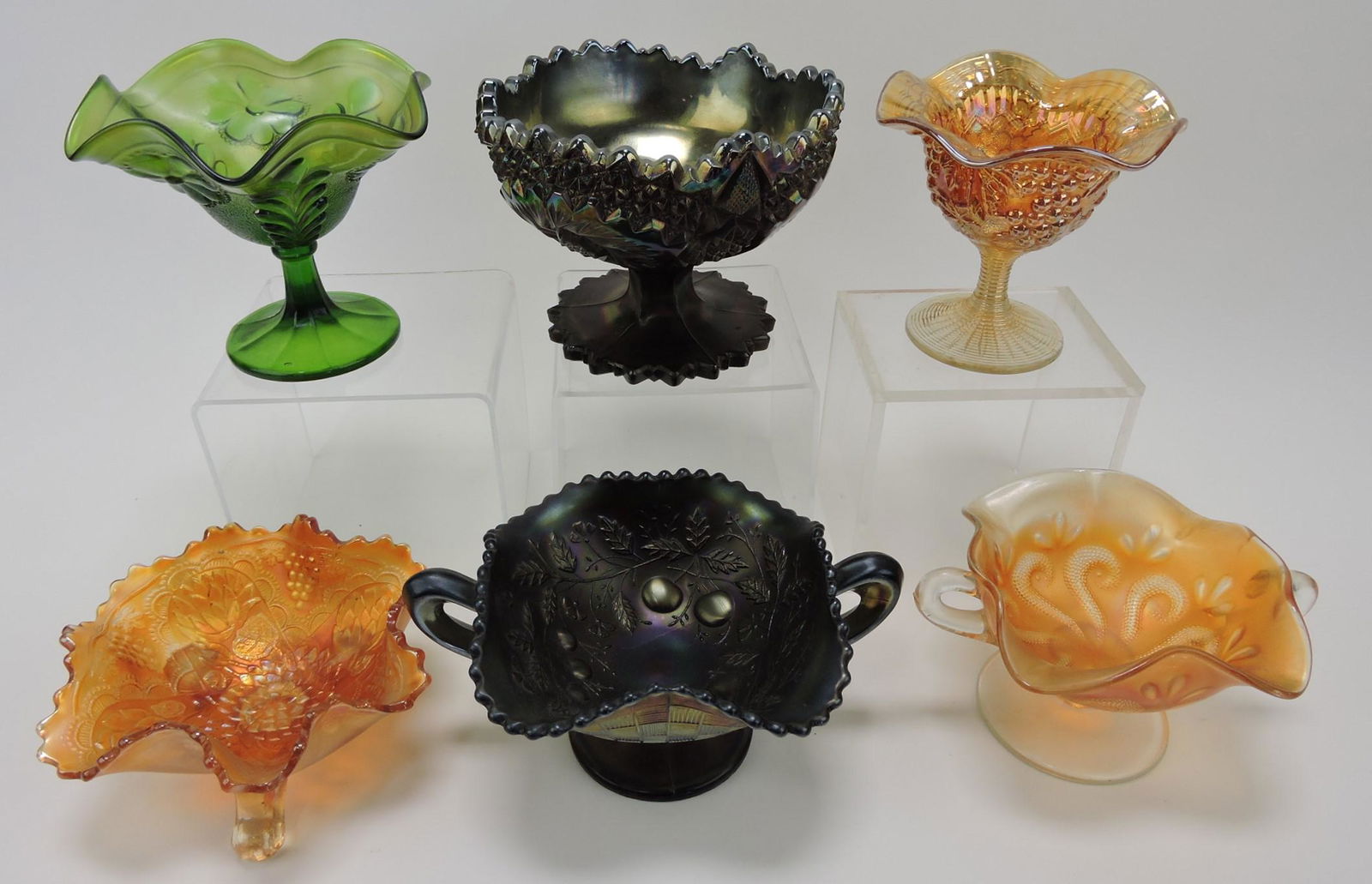 Carnival glass lot of 6 compotes (1 of 1)