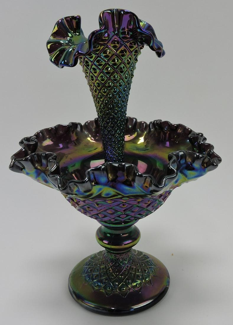 Carnival glass single horn epergne, 11" (1 of 1)