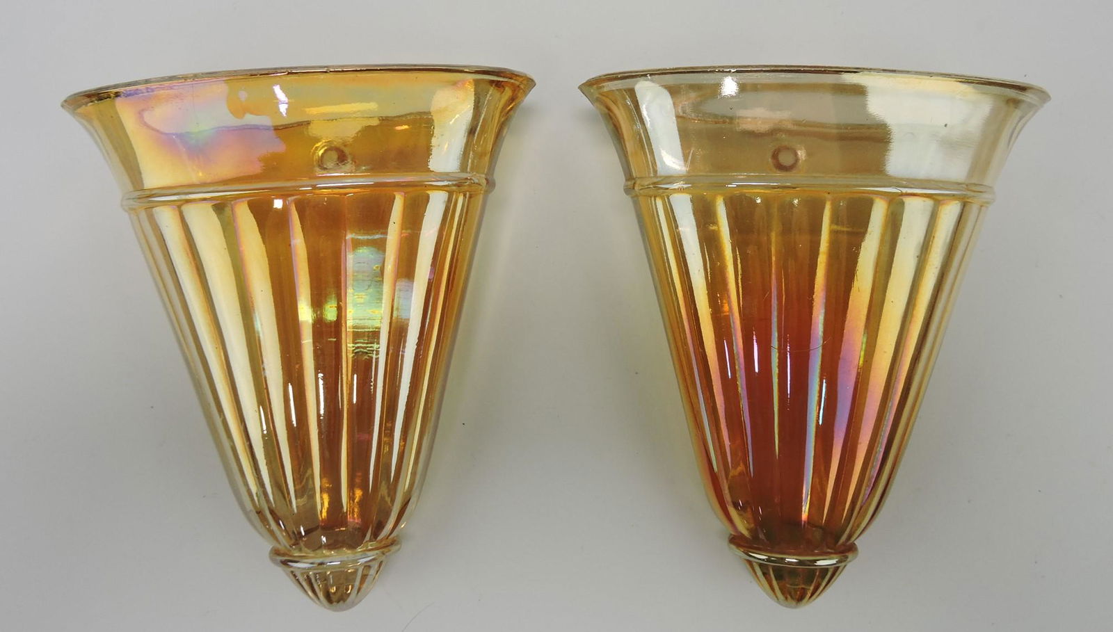 Carnival glass pair of wall pockets (1 of 1)